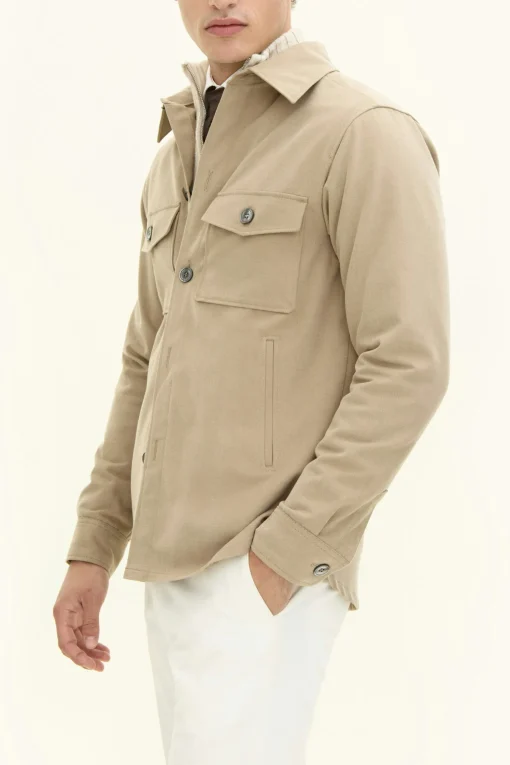 Regular Fit Brushed Cotton Twill Overshirt