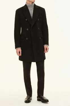Regular Fit Double Breasted Brushed Wool Coat