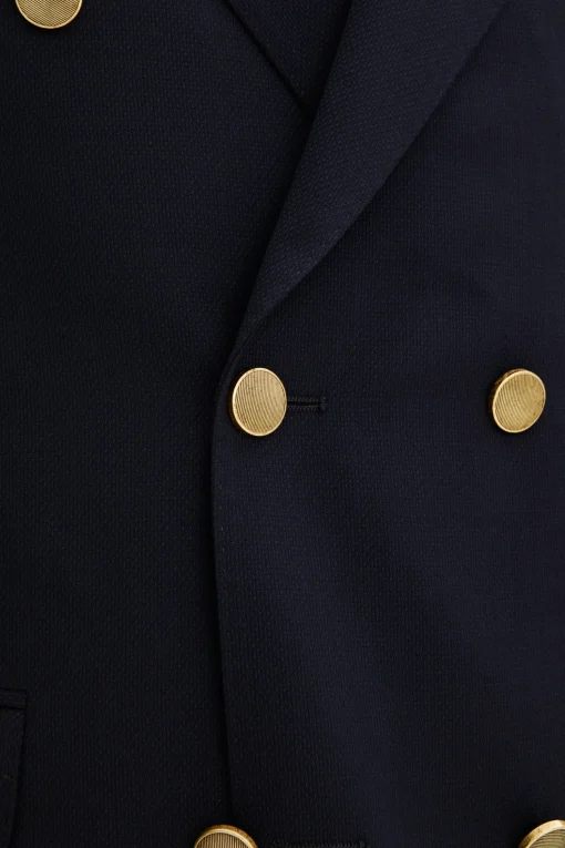 Regular Fit Double Breasted Microstructure Blazer