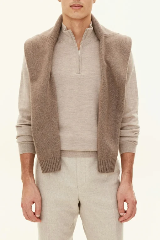 Regular Fit Extra Fine Merino Wool Half Zip Sweater