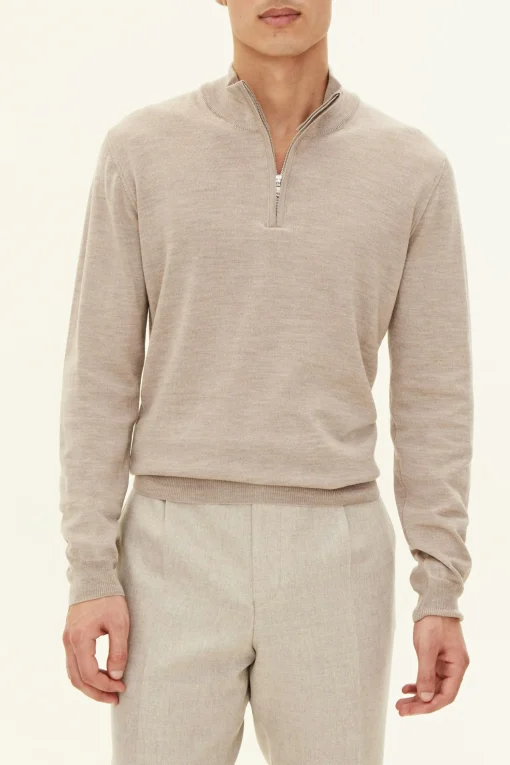 Regular Fit Extra Fine Merino Wool Half Zip Sweater