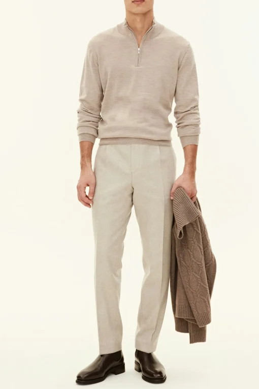 Regular Fit Extra Fine Merino Wool Half Zip Sweater
