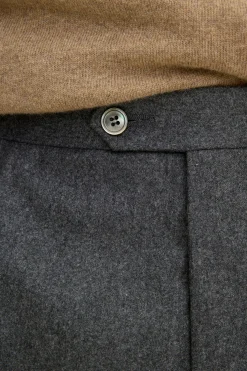 Regular Fit High Waist Flannel Trousers