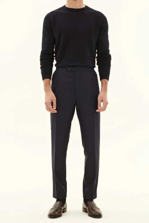 Regular Fit High Waist Microstructure Trousers