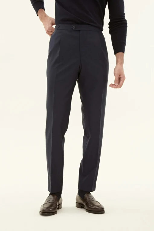 Regular Fit High Waist Microstructure Trousers