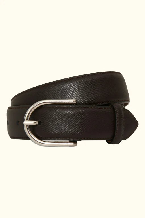 Round Buckle Saffiano Belt