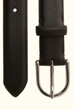 Round Buckle Saffiano Belt