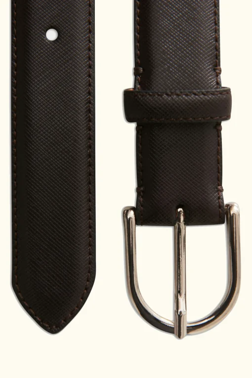 Round Buckle Saffiano Belt
