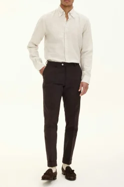 Slim Fit Brushed Wool Trousers