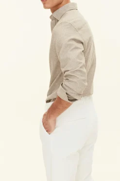 Slim Fit Cut Away Poplin Stripe Shirt